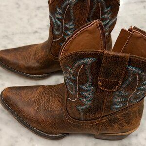 Roper Boots Womens 5 Brown/blue  Ava Faux Leather Western Ankle Booties